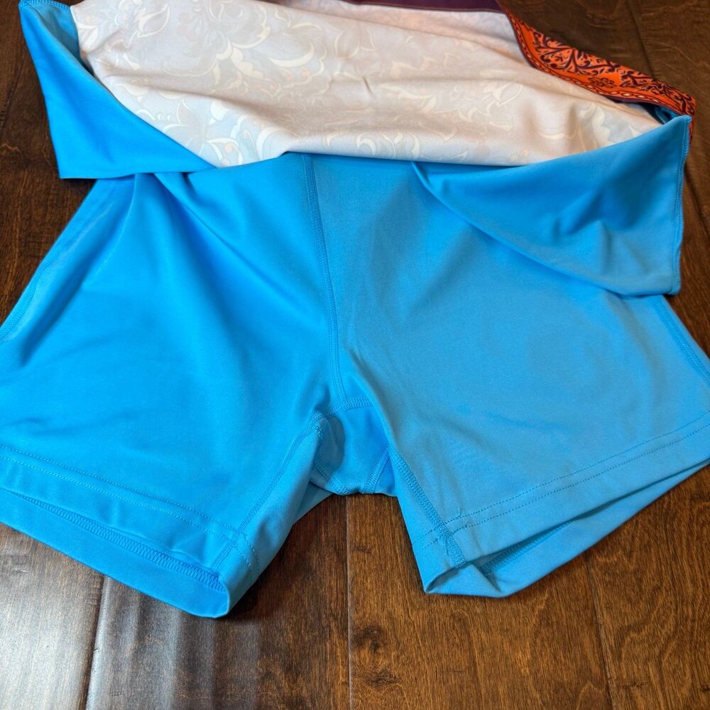 Lady Hagen Scarf Print Golf Skort Blue Orange size 2 Preppy Mosaic Athleisure - Picture 5 of 8
